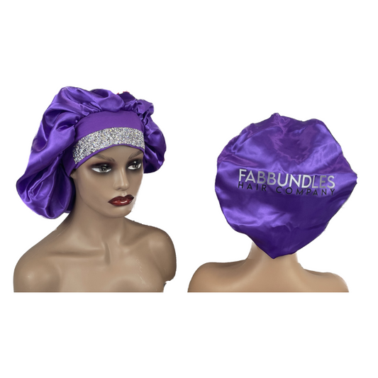 satin round bonnet  with band band diamond