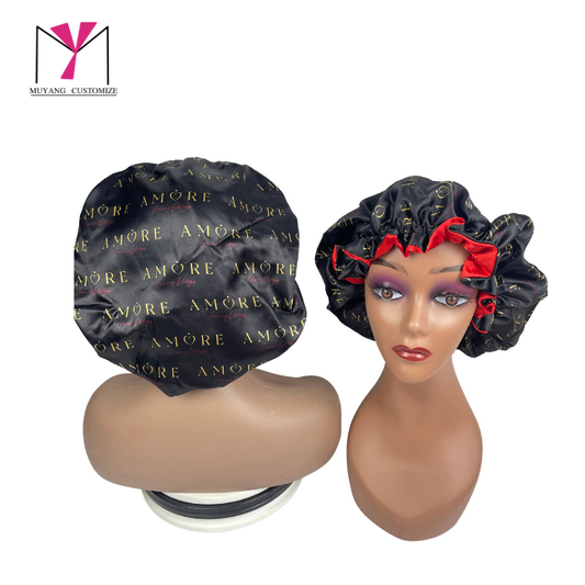 satin round bonnet  with decorative border