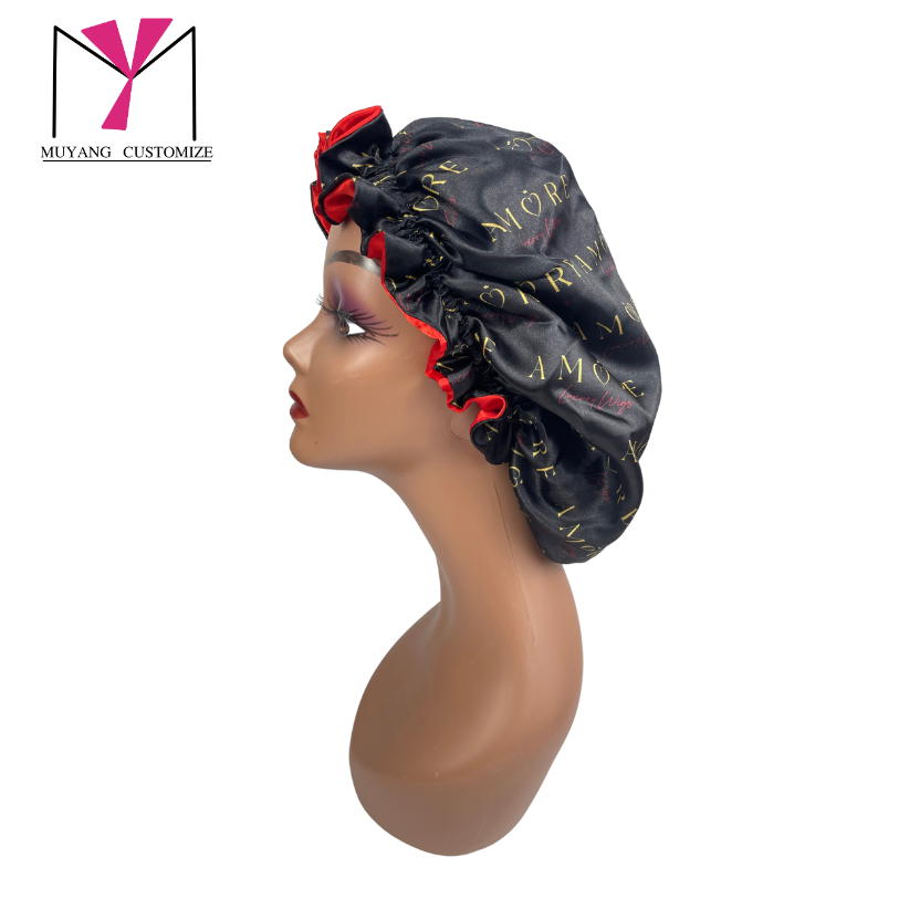 satin round bonnet  with decorative border