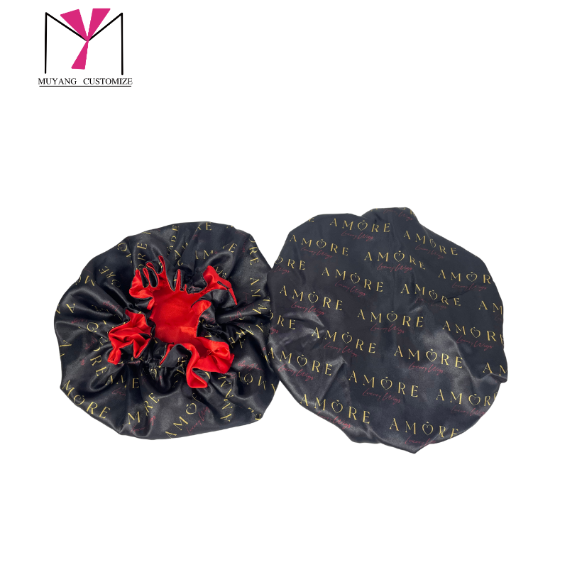 satin round bonnet  with decorative border