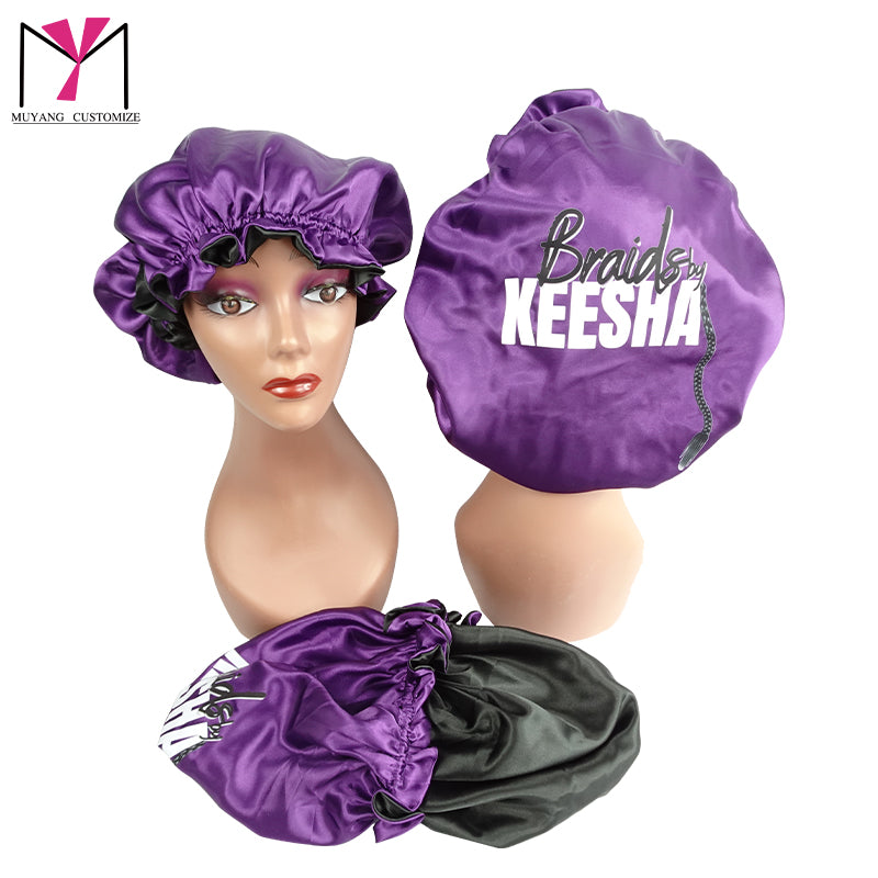 satin round bonnet with decorative border